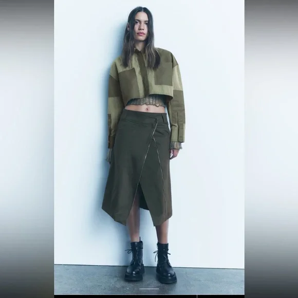 ZIPPERED ASYMMETRICAL SKIRT - Picture 1 of 10